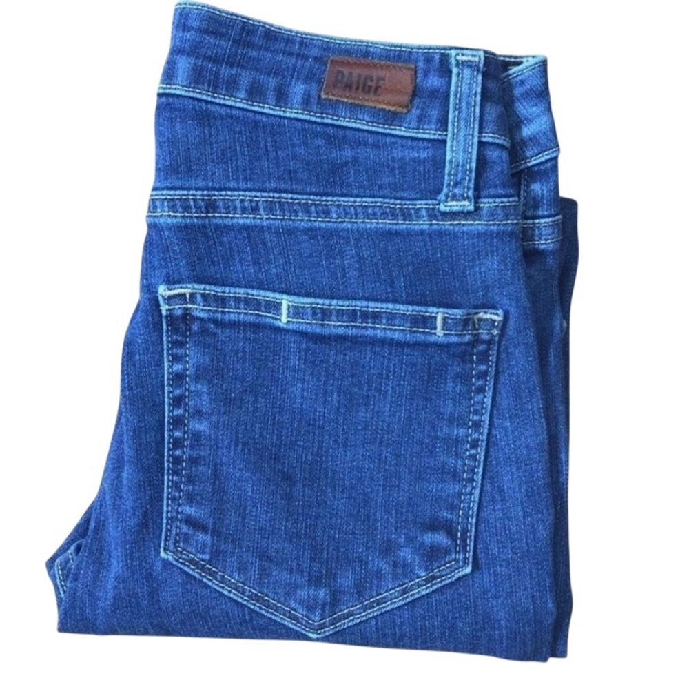 Paige jeans style Rory crop flare high rise skinny jeans raw hems high waisted